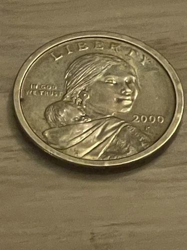 2000 P Sacagawea One Dollar Coin US Liberty Gold Color