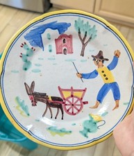 CAS Vietri 6 piatti dipinti a mano - ragazzo contadino e asino - maiolica italiana