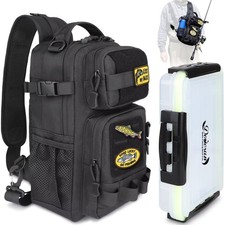 Small Fishing Backpack with Tackle Boxes Fishing Sling Bag DIY Embroidery Pat...