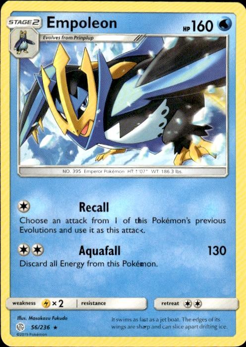 Pokemon Empoleon SM - Cosmic Eclipse 56/236 Light Play LP+ or Better