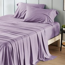 King Size Sheets Set Cooling Bamboo Rayon Breathable Deep Pocket Lilac Bedsure