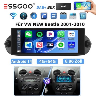 4+64GB Carplay DAB+ Für VW New Beetle 1C1 9C1 Android14 Autoradio GPS Navi FM BT