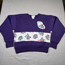 Vintage 1990s Kids Size Medium 8 Barney Handmade Sweatshirt