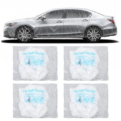 pcs Disposable Car Cover Clear Plastic Car Cover Waterproof Cars Covers for 4 - Picture 1 of 7