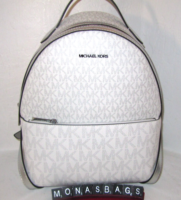 Michael Kors Sheila Signature Medium Front Pocket Backpack Silver