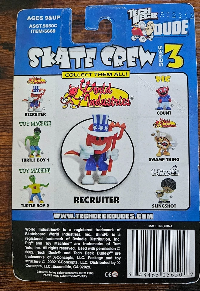 Raro Tech Deck Dude Skate Crew Serie 3: World Industries - Reclutador Nuevo en Caja 5669 Foto 2 de 2