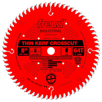 Freud Lu74R008 8 X 64T Thin Kerf Ultimate Cut-Off Blade