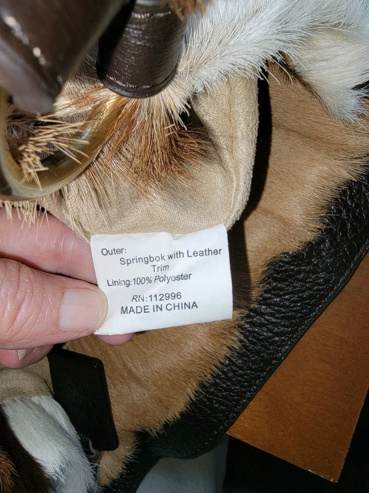 Bolso de cuero de piel de antílope Diane Gail Springbok con doble asa Foto 3 de 4