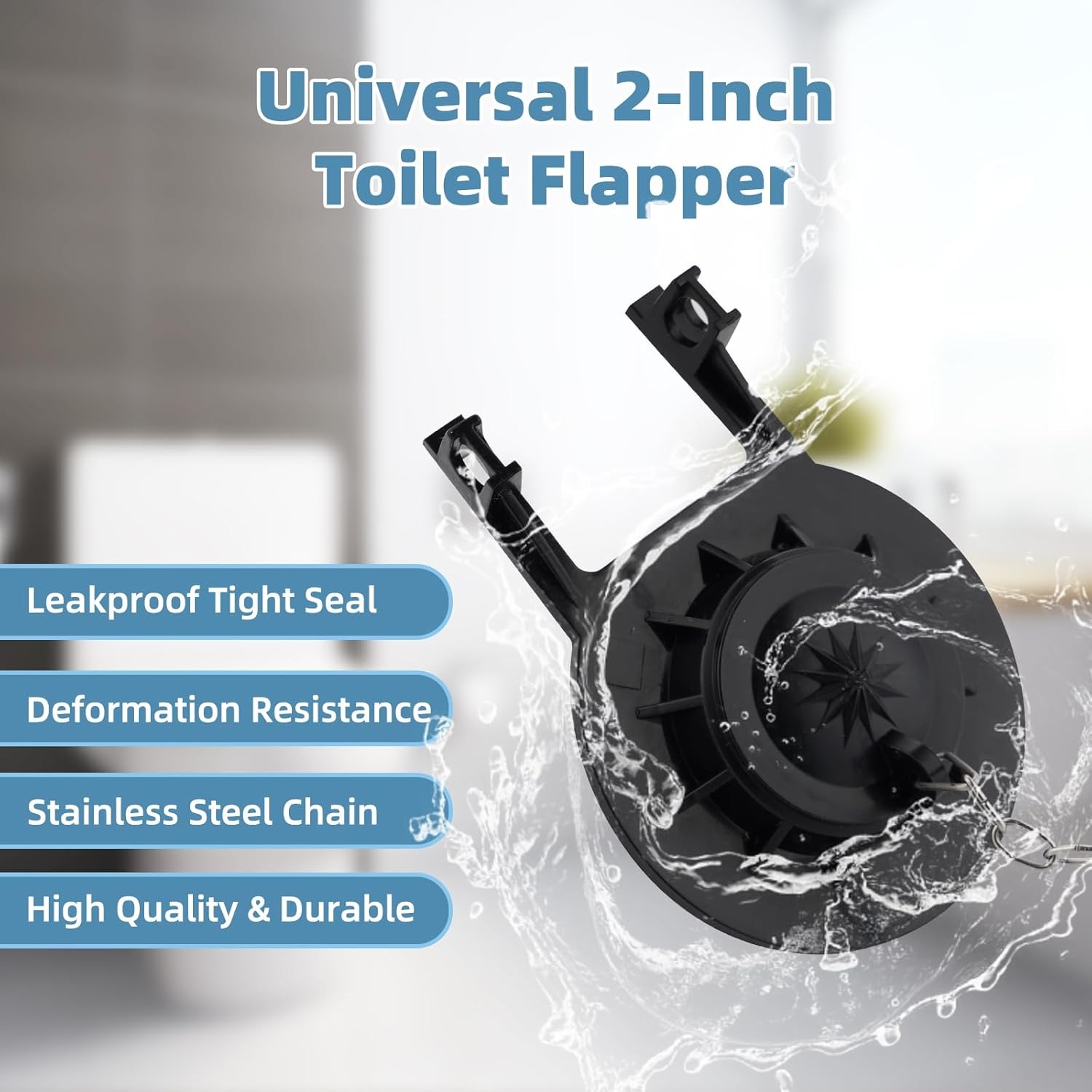 Universal Toilet Handle Replacement Kit Side Mount with 2-Inch Rubber Toilet Fla