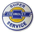 Vintage Chevrolet Sign - Super Service Automobile Motors Gas Pump Porcelain Sign