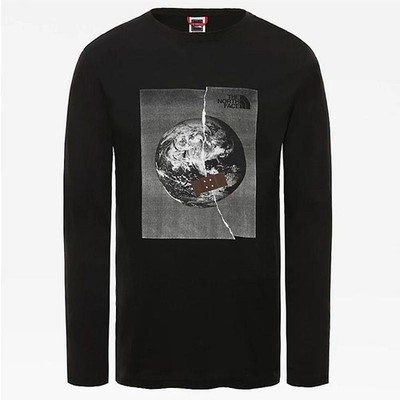 The North Face Herren T-Shirts L/S Rot Box Grafikdruck Langarm Rundhals Tee
