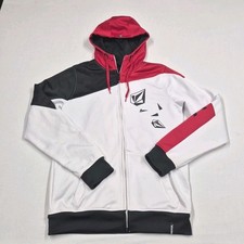 Vintage Volcom Mens Skater Full Zip Track Jacket Size L Hoodie White Red Black