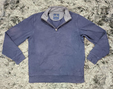 Brooks Brothers Sweatshirt Mens Medium Blue 1/4 Zip Supima Cotton Pullover Flaws