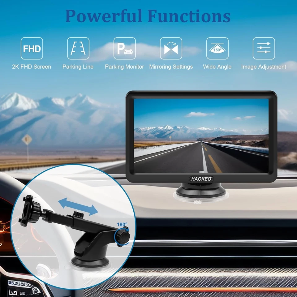 Backup Camera for Truck 7 Inch HD 2K Front Rear View Monitor Kit Auto Color Imag - Image 3 of 4