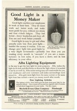 1915 Macbeth-Evans Glass Company ALBA LIGHTING Fixtures antique print ad
