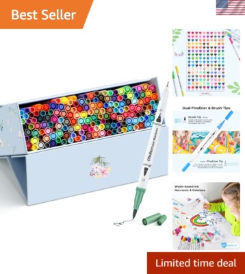 160 Colors Dual Tip Water-Based Markers for Creative Adult Coloring & Journals