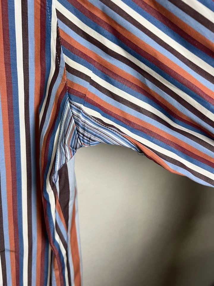 Camisa con botones Ben Sherman para hombre 2 M rayas verticales puño francés audaz Y2K Foto 4 de 4