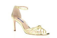 Stuart Weitzman 250248 Womens Sena Ankle Strap Heels Gold Size 8 Medium