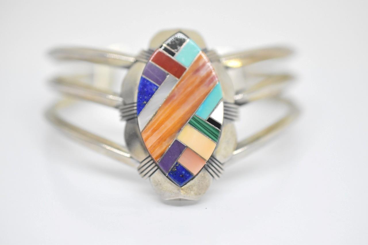 Native American Signed Multi Semi-Precious Mosaic… - image 1