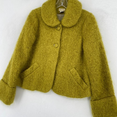 Elevenses Anthropologie Mohair Wool Jacket Size Small Green Peter Pan Y2K Fuzzy - 第 5/17 張圖片