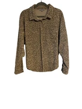 Wishlist Apparel Women Shacket S/M Leopard Print Corduroy Button-Up Shirt Artsy