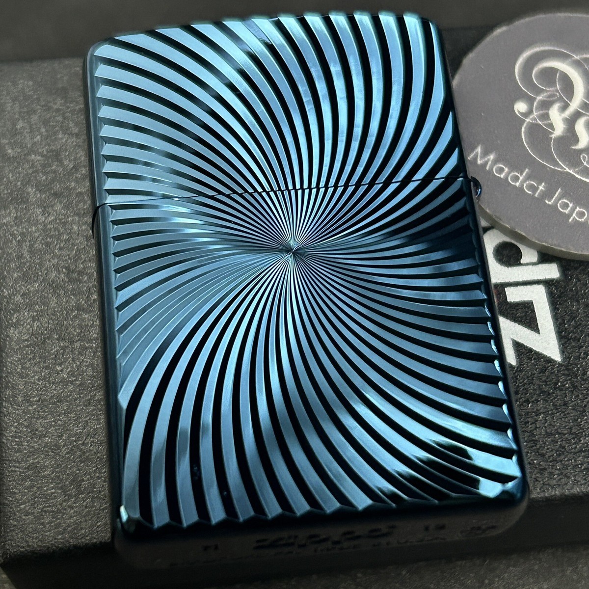 Zippo Armor Case Lighter Blue Wave Titanium Brass Double Sided