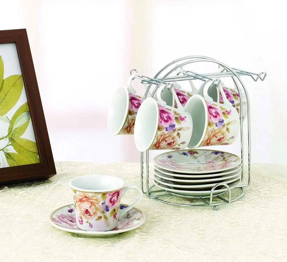 Lorren 290554 Home Trends 80-5678 tazas y platillos, talla única, rosa Foto 2 de 4