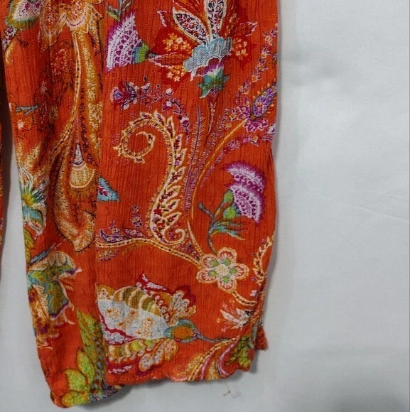 Pantalones Nicole Miller Floral Pierna Ancha Para Mujer XL Rojo Cottagecore Campesino Retro Y2K Foto 4 de 4