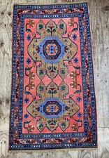 Vintage Large Caucasian  Two Medallion Design Hand Knotted Rug