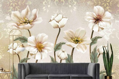 3D Flower Plant Watercolor Self-adhesive Removable Wallpaper Murals 2