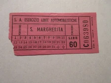 vintage 1950's Santa Margherita, Italy car / bus ticket