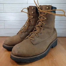 Abram Boots Mens 12M P.W. Minor High Work Brown Leather Soft Toe Distressed USA