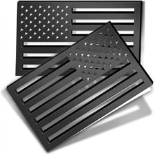 2pcs Black American USA Flag Emblem 3D Decal Sticker Badge For Car Truck SUV