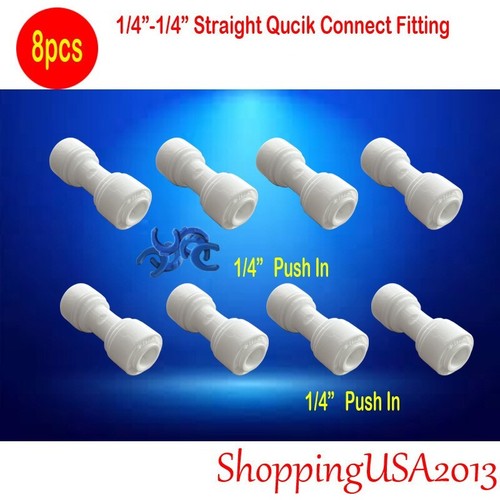 8 Pcs Quick Connect Straight Fittings 1/4"-1/4" Push In Ro Water Filter System - Picture 2 of 9