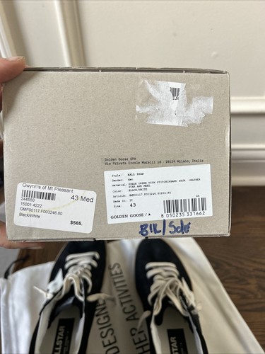 Golden Goose Men’s Ball Star White Black 10 Size 43 New. Suede Low Top - Picture 13 of 13