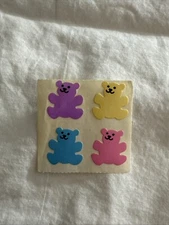 Sandylion Vintage 80's Stickers, Pastel Teddy Bears Mod Cute Rare Brown Backing