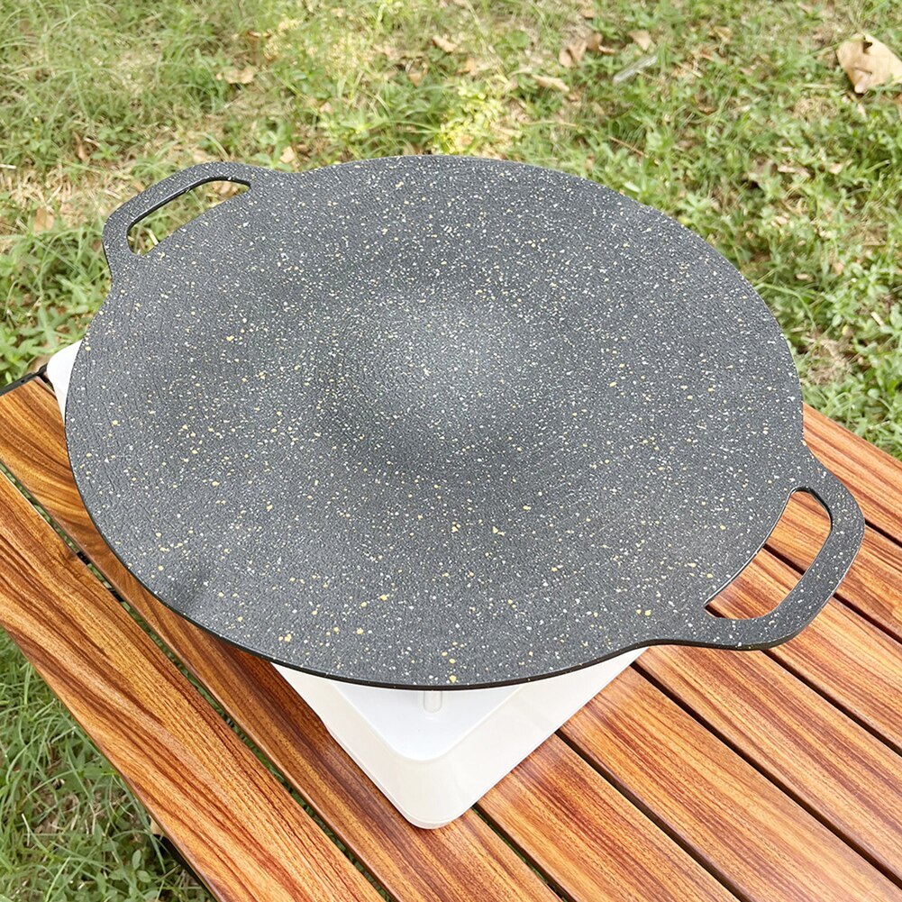 Baking Tray Non-stick BBQ Grill Pan Cooker Stone Pan for Outdoor Camping Kitchen