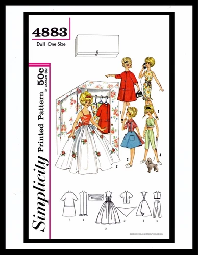 Simplicity 4883 TAMMY 12" Vintage Fashion DOLL Fabric Sewing Pattern Barbie 60's