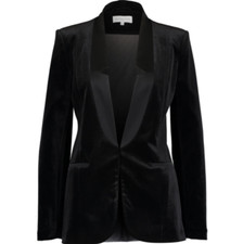 Patrizia Pepe Black Velvet Mesh Back Blazer - It 42/uk 10