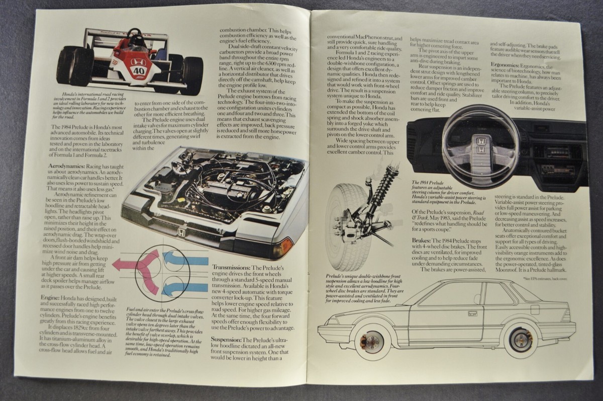 1984 Honda Prelude Catalog Sales Brochure Coupe Nice Original 84
