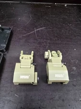 AR Style fiber optic flip up back up sights Tan New Blemished.