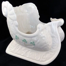 BELLEEK SLEIGH CENTERPIECE VASE  6.75" NEW NEVER USED Ireland MILLENNIUM 2000