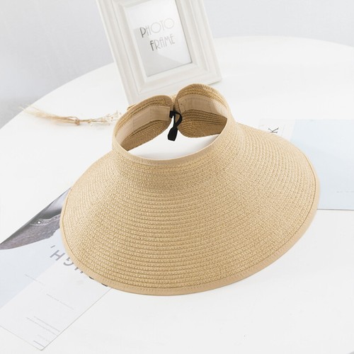 Cappello donna visiera parasole tinta unita tesa larga estivo tessuto spiaggia cappello berretto - Foto 24 di 39