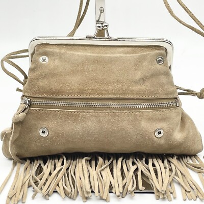 Miu Miu Shoulder bag Beige Leather Suede fringe Accessory