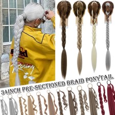 Thick Long Braided Wrap On Ponytail As Human 86cm Braid Pony Tail Hair Extension