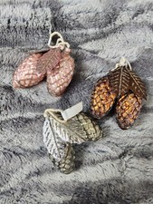 Christmas Ornament Pinecone Glass Wire Fall Multicolor Holiday Decor Set of 3