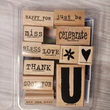 Stampin Up!  - All About U - Rubber Stamp Set of 12 - Love Miss Thank Celebrate