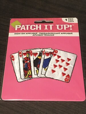Patch It Up Iron-On Applique Patch Heart Royal Flush - 3'' x 1.5''