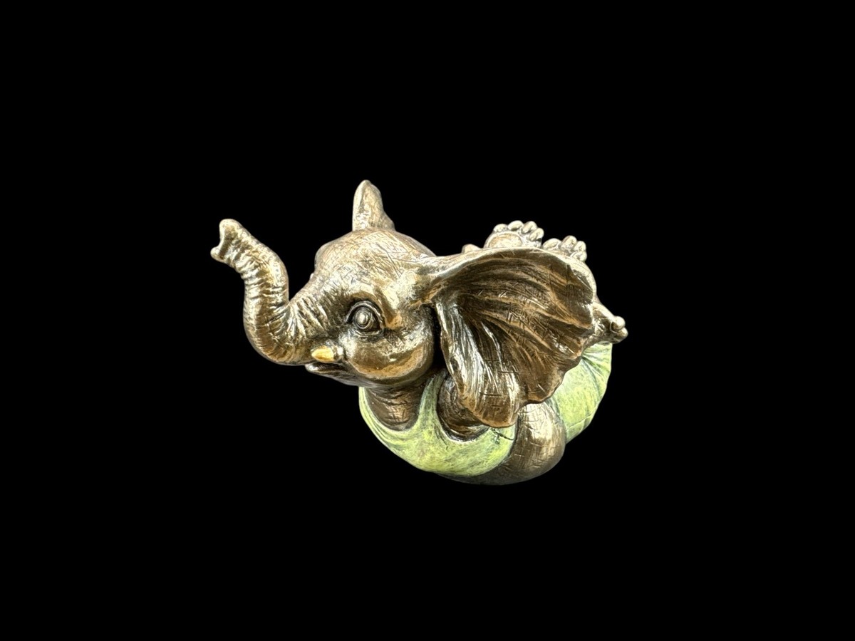 Figurine Veronese – Noeud De Yoga éléphant Joyeux, Porte-bonheur – Résine Marron