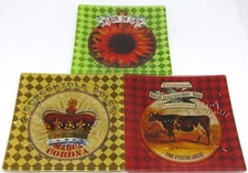 Decorative Glass 6" X 6" Cheese Plates, Set of 3.